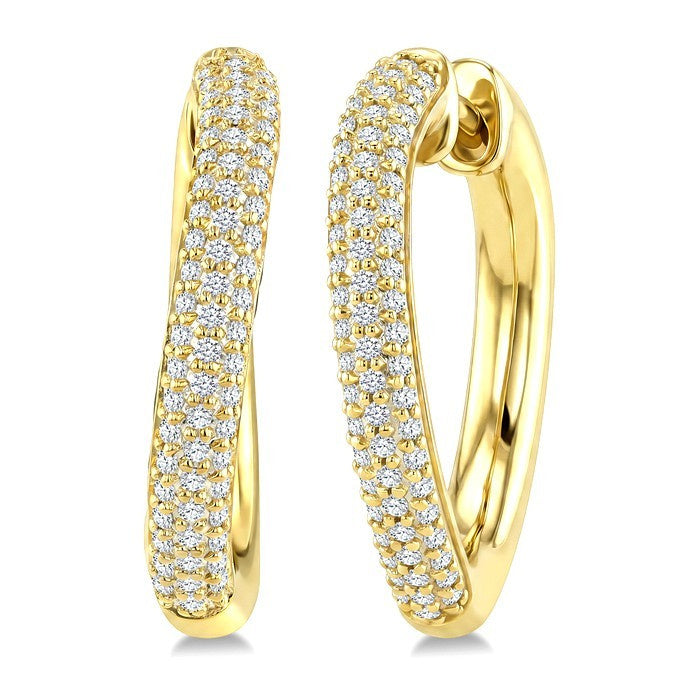 1/2 Ctw Round Cut Diamond Aeris Gold Semi Solid Fashion Hoop Earrings in 14K Yellow Gold