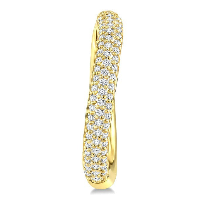 1/2 Ctw Round Cut Diamond Aeris Gold Semi Solid Fashion Hoop Earrings in 14K Yellow Gold