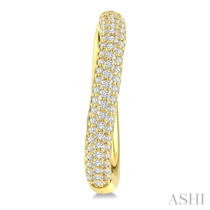 1/2 Ctw Round Cut Diamond Aeris Gold Semi Solid Fashion Hoop Earrings in 14K Yellow Gold