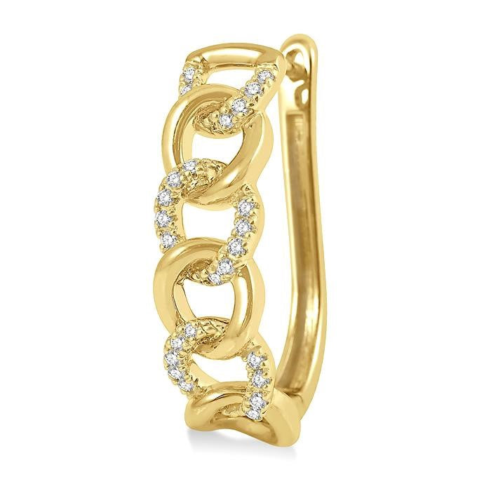 1/4 Ctw Curb & Cuban Round Cut Diamond Hoop Earrings in 14K Yellow Gold