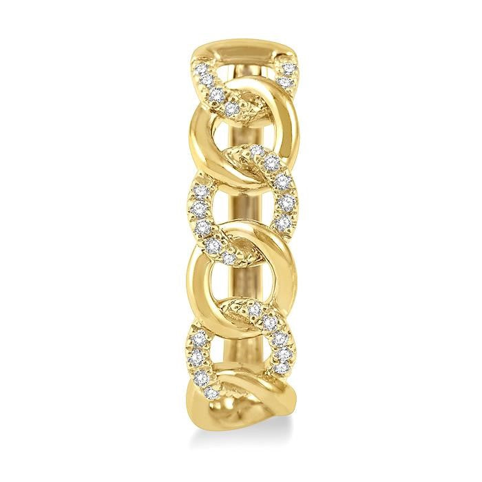 1/4 Ctw Curb & Cuban Round Cut Diamond Hoop Earrings in 14K Yellow Gold