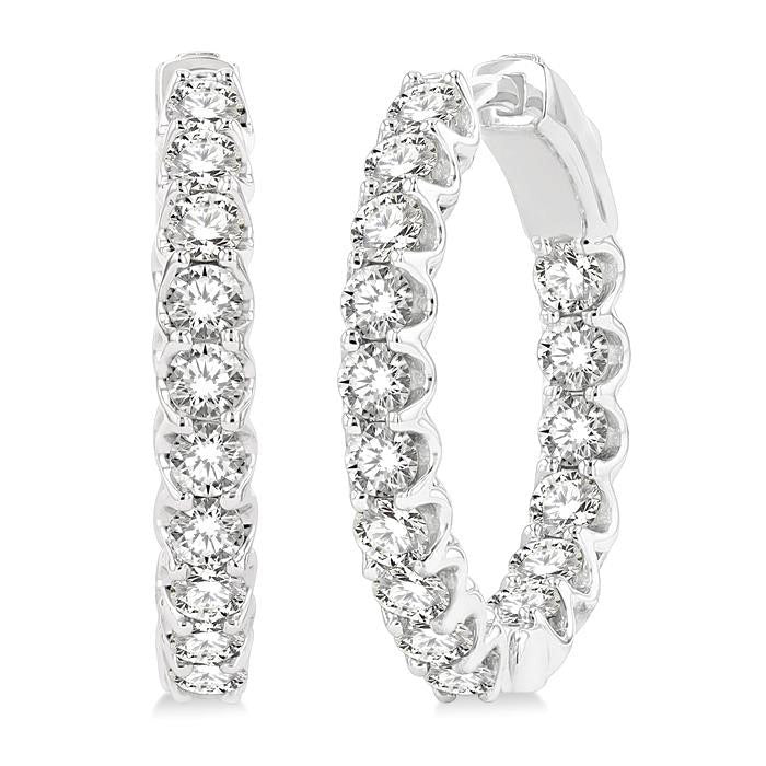 3/4-Inch Round Inside-Out Diamond Hoop Earrings