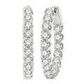 2 Ctw Inside-Out Round Cut Diamond Hoop Earrings in 14K White Gold