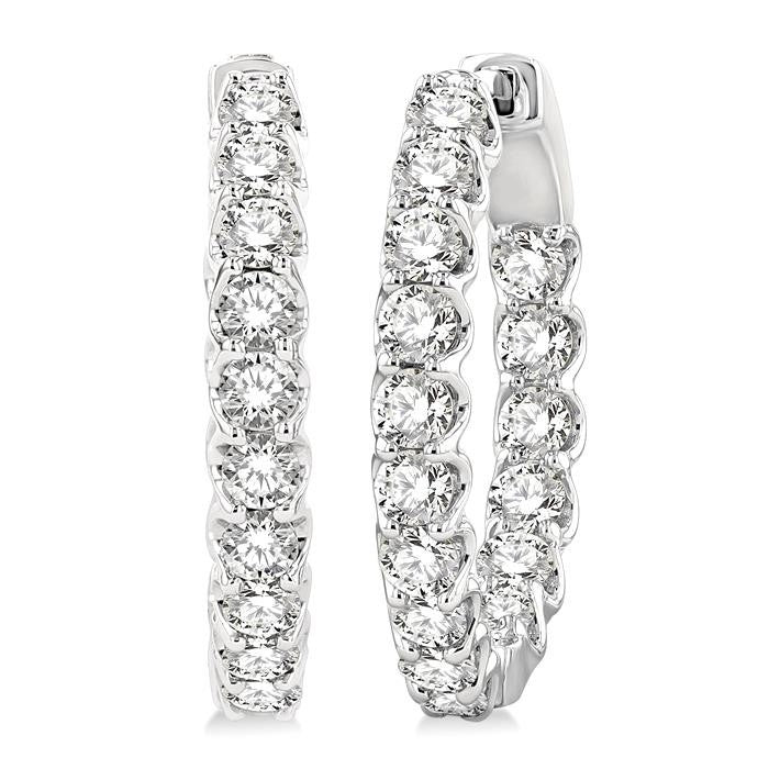 2 Ctw Inside-Out Round Cut Diamond Hoop Earrings in 14K White Gold