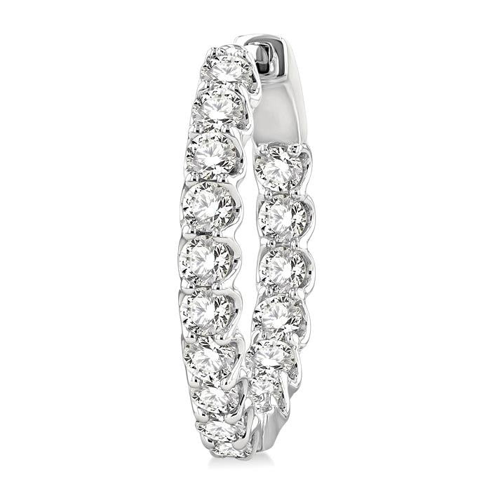 2 Ctw Inside-Out Round Cut Diamond Hoop Earrings in 14K White Gold