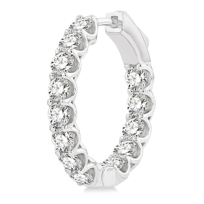 3 Ctw Inside-Out Round Cut Diamond Hoop Earrings in 14K White Gold