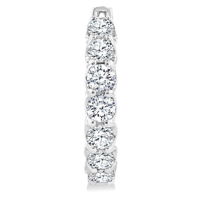 4 Ctw Inside-Out Round Cut Diamond Hoop Earrings in 14K White Gold