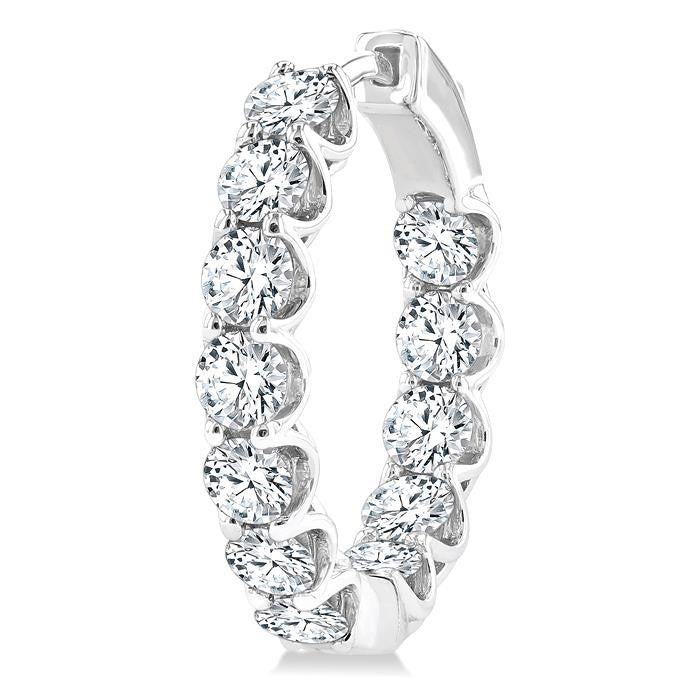 4 Ctw Inside-Out Round Cut Diamond Hoop Earrings in 14K White Gold
