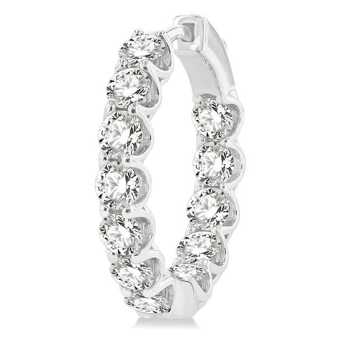 5 Ctw Inside-Out Round Cut Diamond Hoop Earrings in 14K White Gold