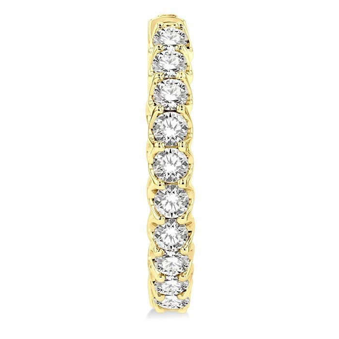2 Ctw Inside-Out Round Cut Diamond Hoop Earrings in 14K Yellow Gold