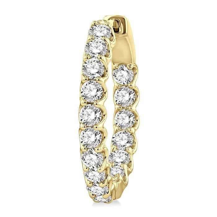 2 Ctw Inside-Out Round Cut Diamond Hoop Earrings in 14K Yellow Gold