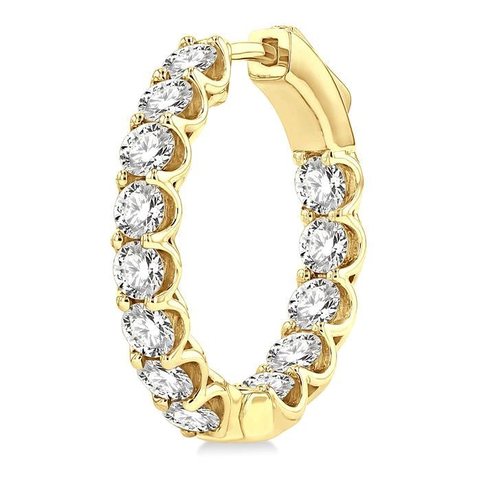 3 Ctw Inside-Out Round Cut Diamond Hoop Earrings in 14K Yellow Gold