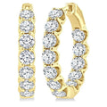 4 Ctw Inside-Out Round Cut Diamond Hoop Earrings in 14K Yellow Gold