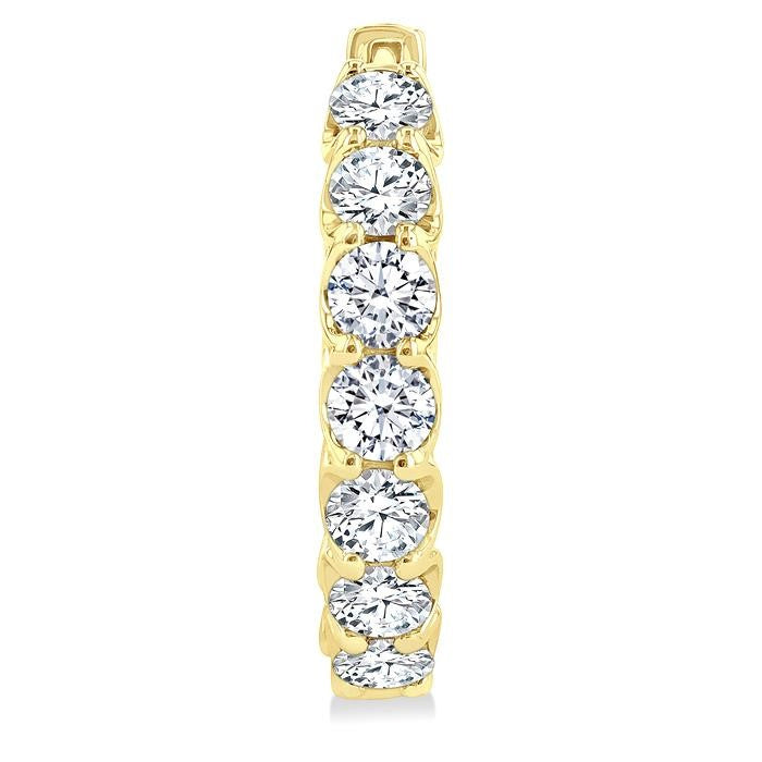 4 Ctw Inside-Out Round Cut Diamond Hoop Earrings in 14K Yellow Gold