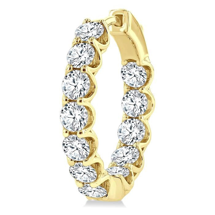 4 Ctw Inside-Out Round Cut Diamond Hoop Earrings in 14K Yellow Gold