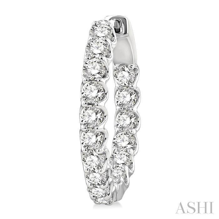2 Ctw Inside-Out Round Cut Diamond Hoop Earrings in 14K White Gold