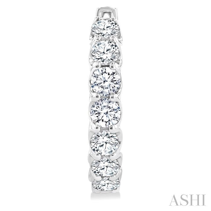 4 Ctw Inside-Out Round Cut Diamond Hoop Earrings in 14K White Gold