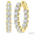 4 Ctw Inside-Out Round Cut Diamond Hoop Earrings in 14K Yellow Gold