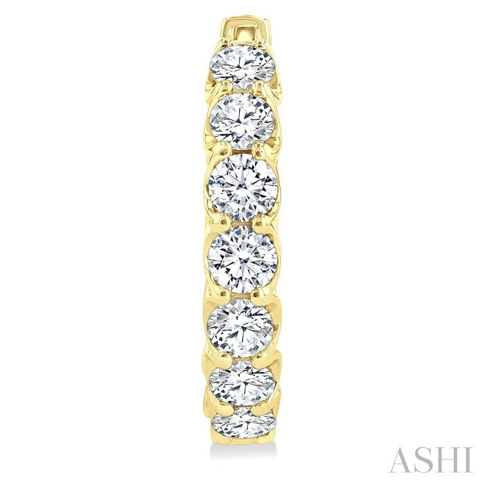 4 Ctw Inside-Out Round Cut Diamond Hoop Earrings in 14K Yellow Gold