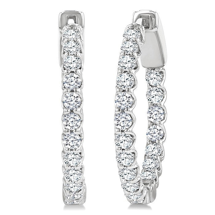 1 Ctw Inside-Out Round Cut Diamond Hoop Earrings in 14K White Gold