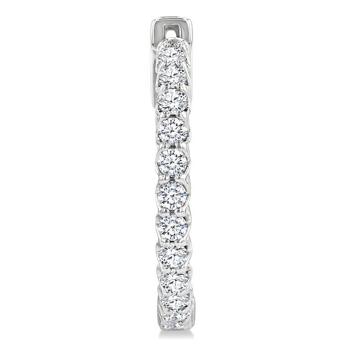 1 Ctw Inside-Out Round Cut Diamond Hoop Earrings in 14K White Gold