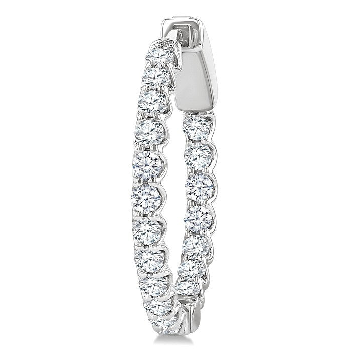 1 Ctw Inside-Out Round Cut Diamond Hoop Earrings in 14K White Gold
