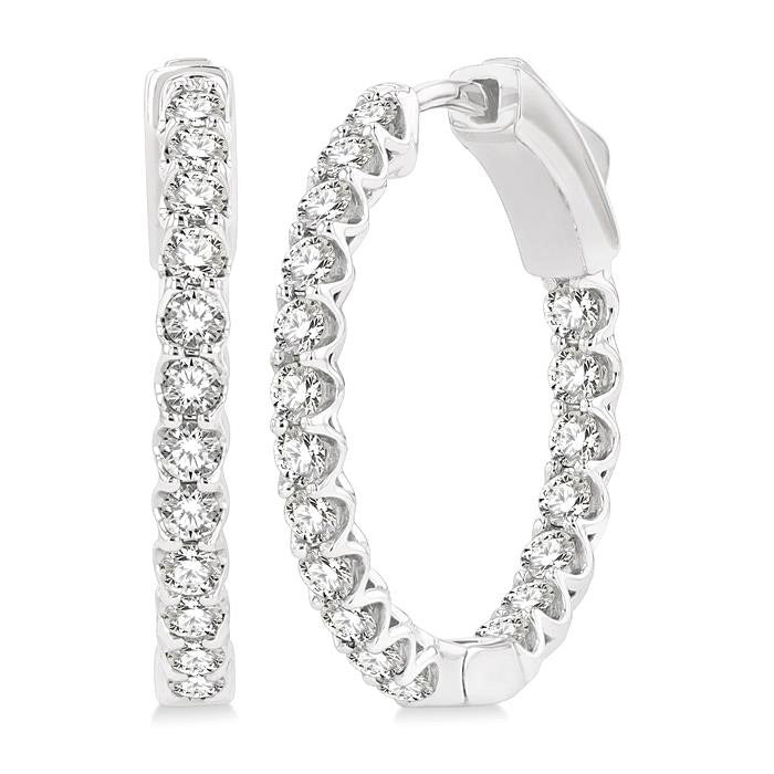 3/4-Inch Round Inside-Out Diamond Hoop Earrings