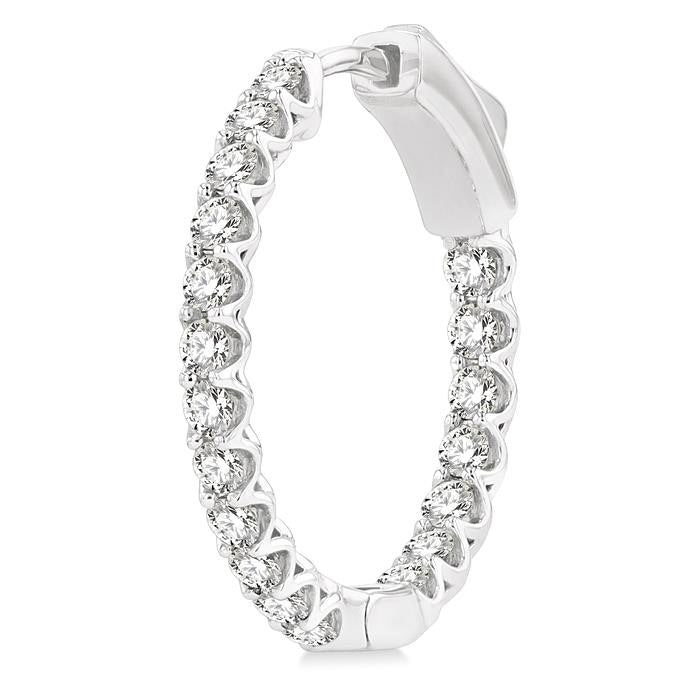 3/4-Inch Round Inside-Out Diamond Hoop Earrings
