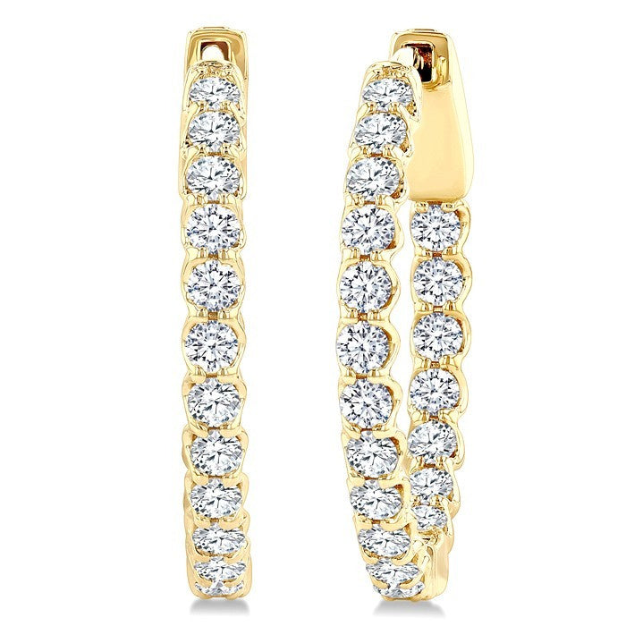 1 Ctw Inside-Out Round Cut Diamond Hoop Earrings in 14K Yellow Gold