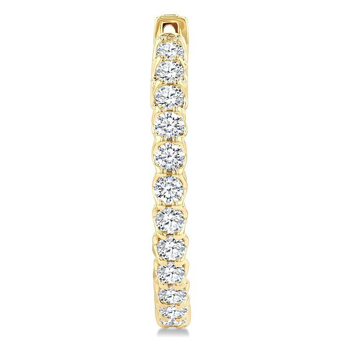 1 Ctw Inside-Out Round Cut Diamond Hoop Earrings in 14K Yellow Gold