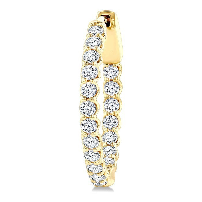 1 Ctw Inside-Out Round Cut Diamond Hoop Earrings in 14K Yellow Gold
