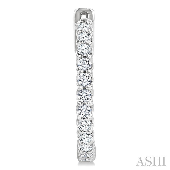 1 Ctw Inside-Out Round Cut Diamond Hoop Earrings in 14K White Gold