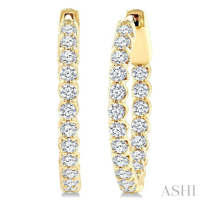 1 Ctw Inside-Out Round Cut Diamond Hoop Earrings in 14K Yellow Gold