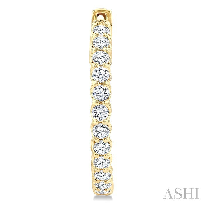 1 Ctw Inside-Out Round Cut Diamond Hoop Earrings in 14K Yellow Gold