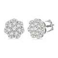 3/4 Ctw Flower Pattern Round Cut Diamond Fashion Stud Earrings in 14K White Gold