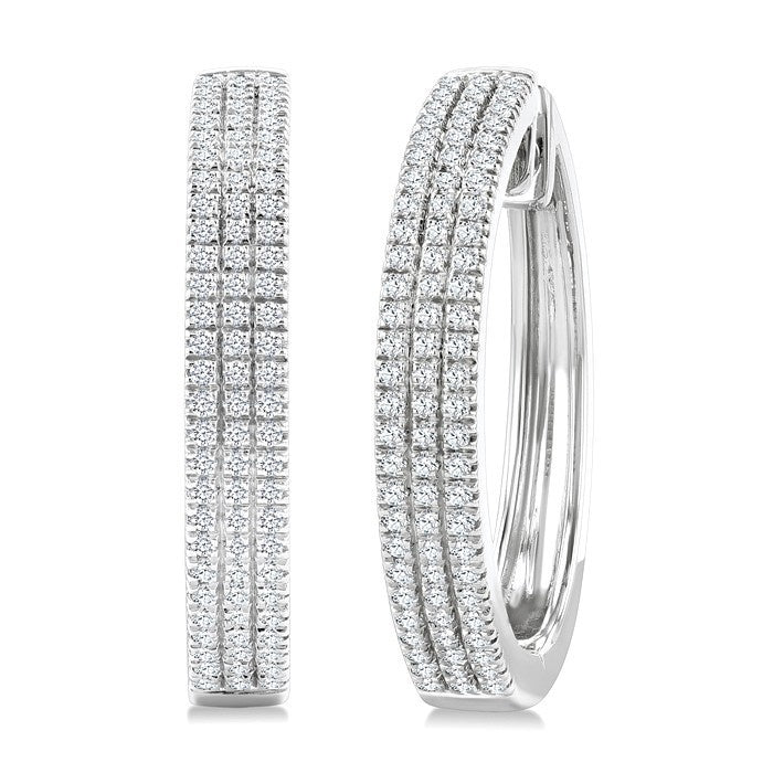LuxLoIon 14K White Gold Diamond Pave Earrings