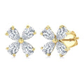 1/2 Ctw Floral Pear Cut Diamond Stud Earrings in 14K Yellow Gold