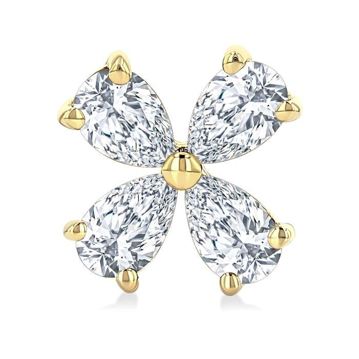 1/2 Ctw Floral Pear Cut Diamond Stud Earrings in 14K Yellow Gold