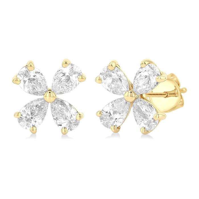 Floral Diamond Stud Earrings