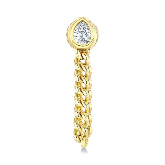 1/3 Ctw Bezel Set Pear Cut Diamond Curb Link Fashion Earrings in 14K Yellow Gold