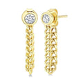 1/3 Ctw Bezel Set Round Cut Diamond Curb Link Fashion Earrings in 14K Yellow Gold