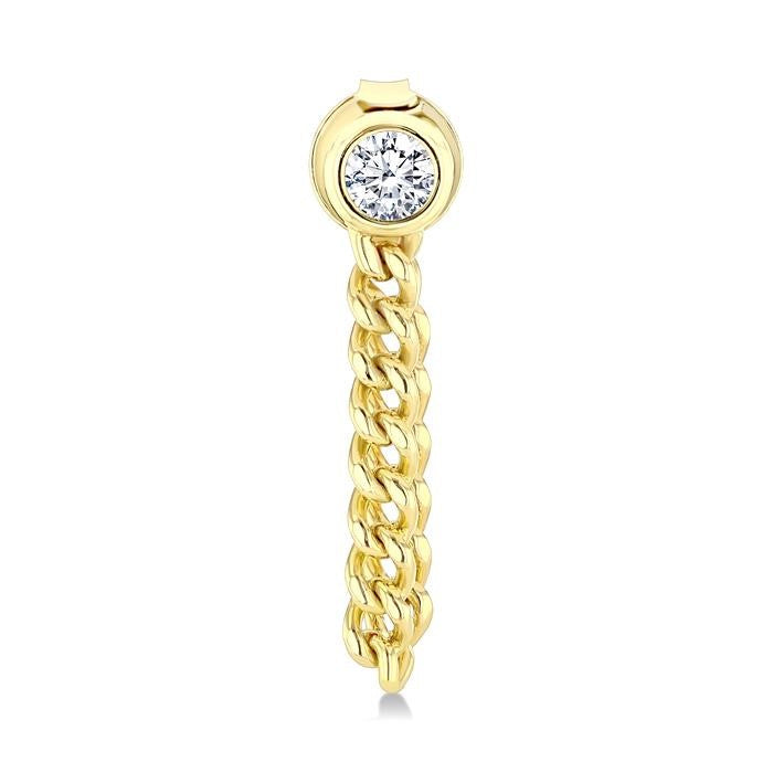 1/3 Ctw Bezel Set Round Cut Diamond Curb Link Fashion Earrings in 14K Yellow Gold