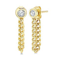 Round Bezel Curb Link Fashion Chain Earrings