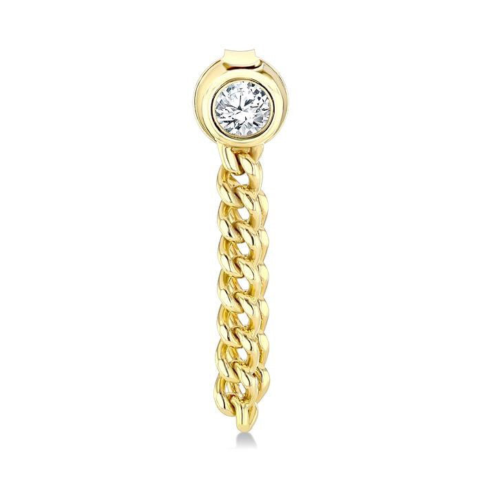 Round Bezel Curb Link Fashion Chain Earrings