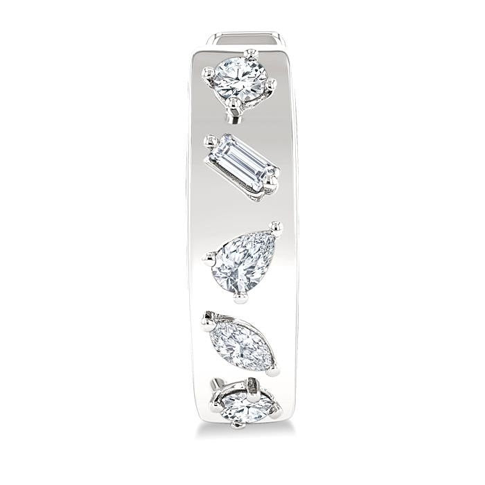 1/3 Ctw Mixed Cut Diamond Fashion Hoop Earrings in 14K White Gold