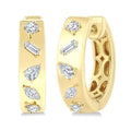 1/3 Ctw Mixed Cut Diamond Fashion Hoop Earrings in 14K Yellow Gold