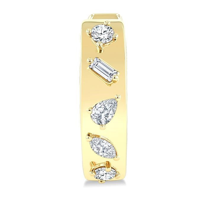 1/3 Ctw Mixed Cut Diamond Fashion Hoop Earrings in 14K Yellow Gold