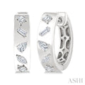 1/3 Ctw Mixed Cut Diamond Fashion Hoop Earrings in 14K White Gold