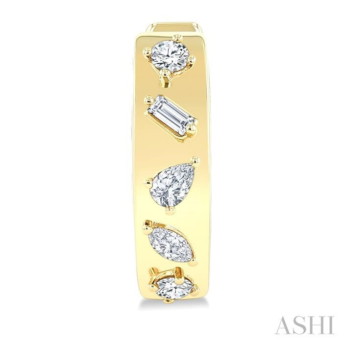 1/3 Ctw Mixed Cut Diamond Fashion Hoop Earrings in 14K Yellow Gold