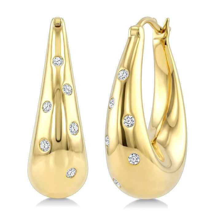 1/6 Ctw Round Cut Diamond Aeris Gold Mosaic Hoop Earrings in 10K Yellow Gold